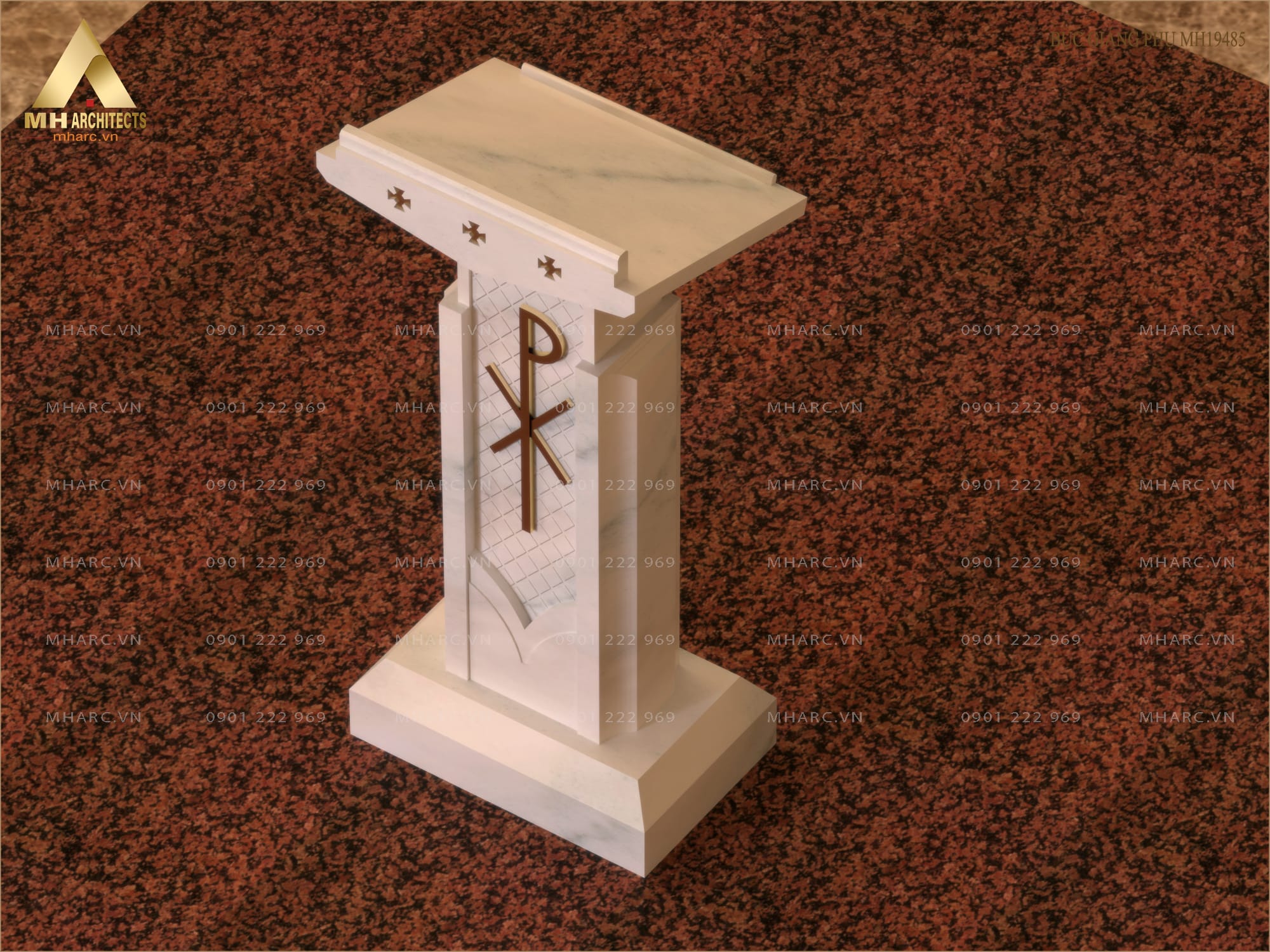 Mặt trên của bục phụ cung thánh đá nguyên khối tiện dụng đặt sách nguyện