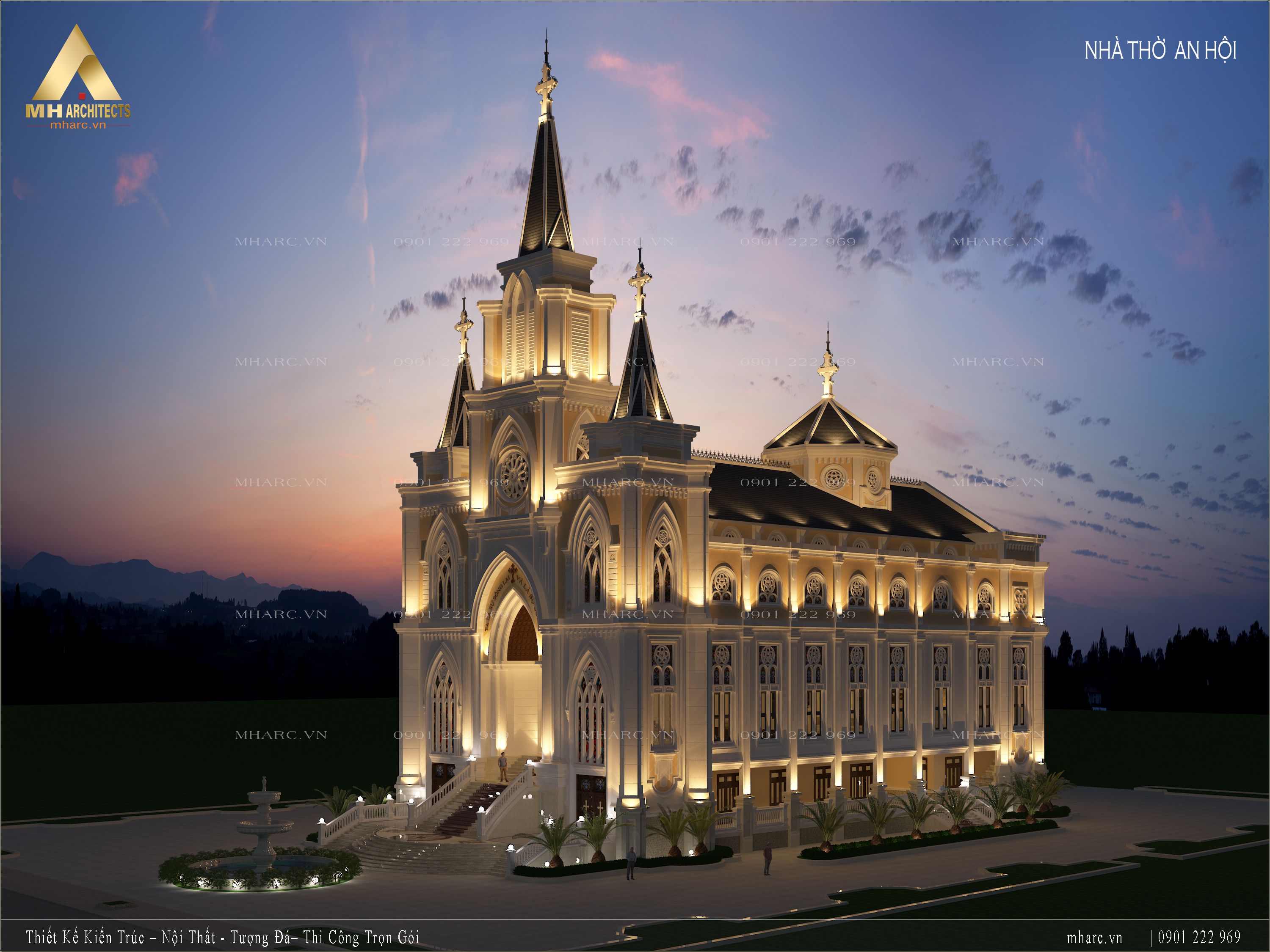 Thiết kế nhà thờ An Hội nung linh khi đêm về