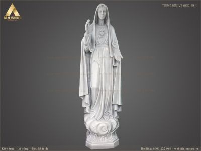 Đức Mẹ Fatima đá trắng siêu đẹp với nét mặt đầy hiền từ MH0019685