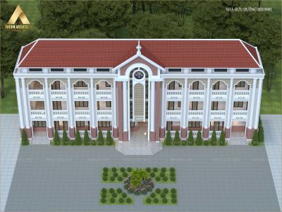 Mẫu Thiết Kế Nhà Xứ, Nhà Giáo Lý 4 Tầng Đẹp, Bề Thế - Mã MH19491